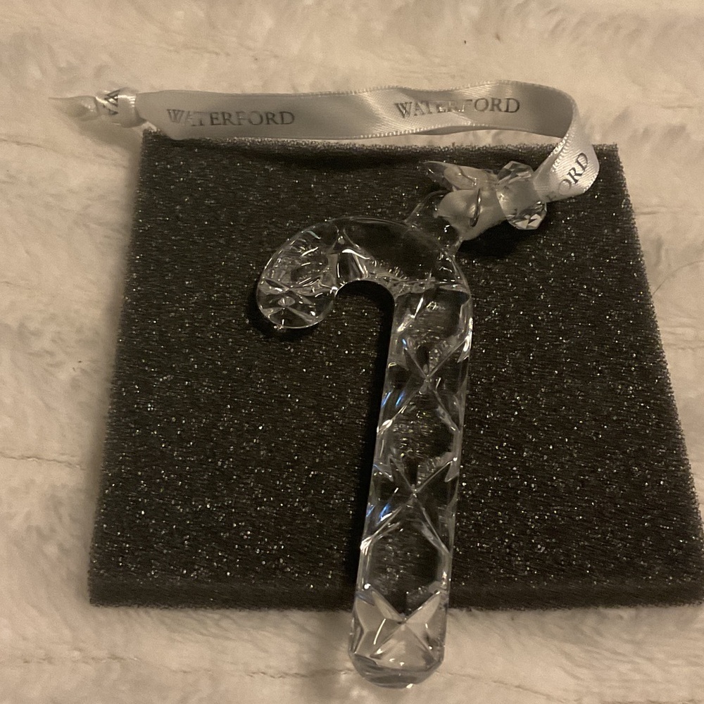 Waterford Crystal Candy Cane with Silver Ribbon